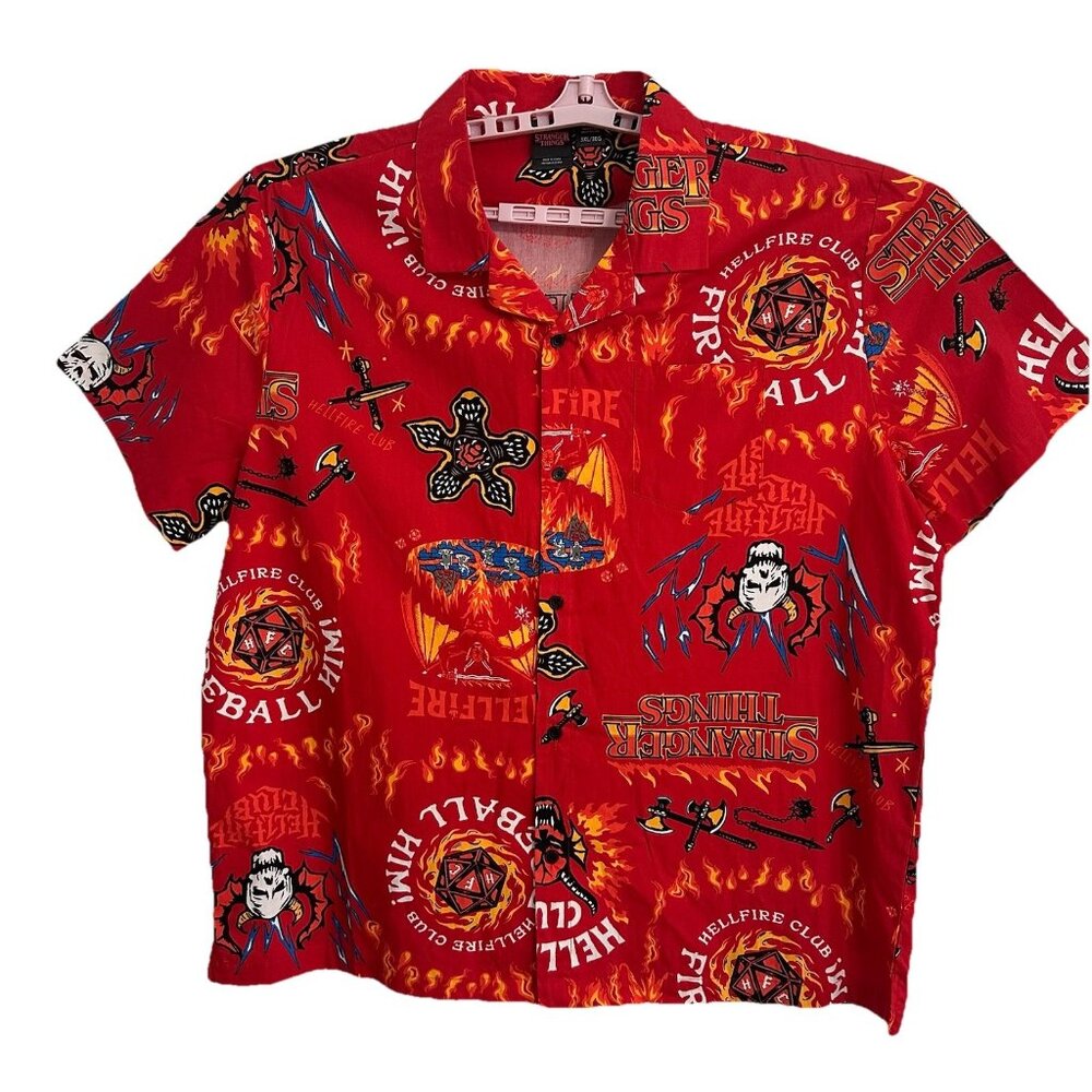STRANGER THINGS NETFLIX Hawaiian Style Button Down Shirt Adult 3XL NWT Graphic  - Picture 1 of 10